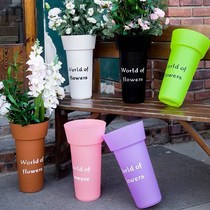 Wake Flowers Barrel Home Plastic Flowers Buckets Flower Shop Special Flower Casks Plastic Flower Shop To Raise Flowers Buckets To Wake The Bucket Home