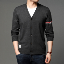 Sweater coat mens spring and autumn thin casual loose 2021 new autumn wear long sleeve sweater cardigan sweater