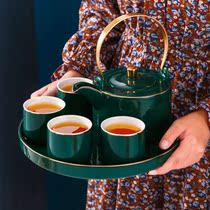 Nordic tea set set Ceramic household living room simple cup set Tea pot Flower tea pot set cup English afternoon tea cup
