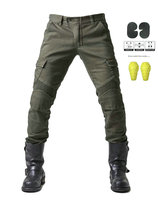 Motorcycle riding jeans anti-fall pants protective pants 06 black green escort mens