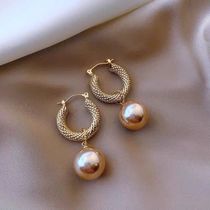 High-grade sense pearl earrings Korean temperament net red earrings womens 2020 new trend sterling silver atmospheric retro drop earrings