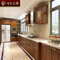 American solid wood whole house custom cabinet Kitchen overall custom Red Oak wood Chinese European decoration kitchen cabinet