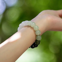 Aowozi Hetian jade hand string pendant pendant Mens and womens hand string beads No matter brand green and white clear water lake water live