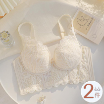 Big breasts show small underwear womens pure desire French large size thin chest upper support to gather together to collect the auxiliary milk anti-sagging text bra