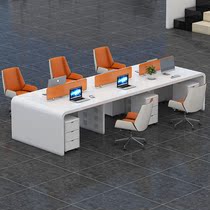 Painted office table and chair combination simple modern staff Station 2 4 6 screen card holder four work staff table and chair