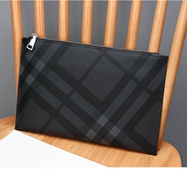 Mens bag packs 2022 new casual handpicked bags genuine leather envelope trendy plaid briefcase male wallet bag