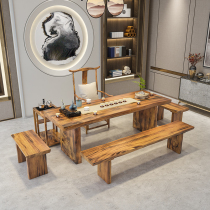 High-end customized new new style master chair log desk Zen 1 meter 8 whole piece tea table home balcony tea table
