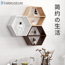 Hexagonal shelf wall decoration creative honeycomb lattice wall hanging shelf non-perforated TV background wall partition