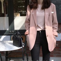  Pink casual blazer womens early autumn 2021 new spring and autumn small Korean loose suit top