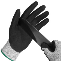 Aozhe Level 5 cut-resistant gloves stab-resistant wear-resistant glass nitrile gardening labor insurance pick pepper gloves factory direct sales