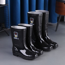 Military rain boots mens middle tube waterproof rubber shoes Mens construction site water shoes summer long tube water boots non-slip wear-resistant high tube rain boots