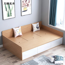 Solid wood childrens bed Japanese non-bedside high cabinet drawer floor bed living room study tatami storage sofa bed