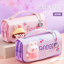 Decompression Pen Pouch Pencil Case Girl Elementary School Student Pencil Bag Decompression Stationery Bag Ins Day Series Children Large Capacity Lead Pencil Case Girl High Face Value Junior High School Multifunction Girl Heart Stationery Pop