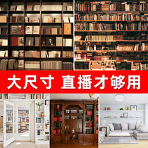 Study live background wall book cabinet office decoration live background cloth 3d three-dimensional net Red Anchor background cloth hanging cloth 3d live room decoration large size HD photography background cloth