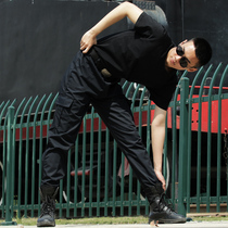 Spring and summer black security pants mens loose wear-resistant training pants labor insurance pants tooling consul tactical pants military fan pants