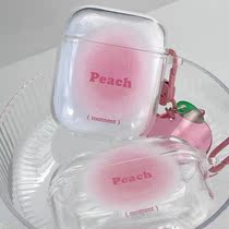 ins fengshui peach Airpods1 2 generation ear case Bluetooth protective cover i11 i12 transparent soft shell