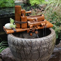 Section high bamboo water flow device creative waterscape filter bamboo tube flow hall stone trough humidification water circulation ornaments