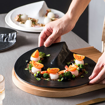 Creative black and white Western food plate Steak plate dish plate Dessert plate Flat plate Hotel restaurant mood plate Special-shaped plate