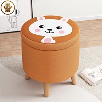 Round stool soft seat home lazy people change shoes stool Zodiac small children solid wood Net red sofa bench bedroom low stool door