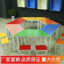 Kindergarten tables and chairs childrens training counseling class desk hosting handmade table painting desk art Primary School table