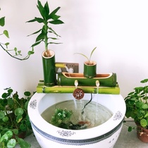 Household fish tank Homemade fountain fish basin Fish raising bamboo running water Bamboo tube circulation filter Living room fish pond ornaments