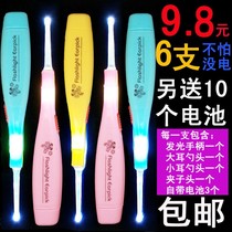 6 luminous ear spoons visual ear-gouging spoons shine at night with lights for infants and young children adult babies ear-gouging artifact