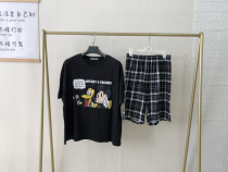 H10-5 Summer Port Craze Youth Pop Loose Cartoon Round Collar Blouse Shorts Two-piece Dress