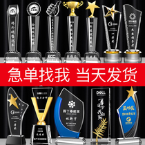 2021 crystal trophy custom high-grade atmospheric resin metal creative five-pointed star championship medal football custom