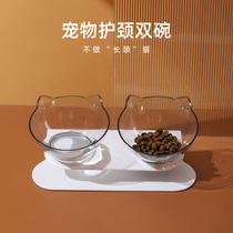 Dog bowl dog bowl anti-knock puppy dog bowl protection cervical spine high color value cat cat bowl water bowl double bowl pet water bowl