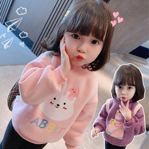1 Girls sweater autumn and winter clothing plus velvet 2020 Winter new childrens net red baby baby foreign atmosphere thick Korean