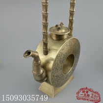 Slave Hall Bronze Ware Collection Pure Copper Swing Piece Craft Gift Bamboo kettle Kettle Kettle Teapot with Eight Immortals Kettle White