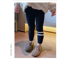 Girls leggings thick plus velvet autumn and winter two-pole knitted spring and autumn Joker slim fit elastic comfortable baby children