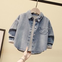 1 boy denim shirt 2021 Autumn New Korean version of foreign style coat spring and autumn shirt children handsome coat