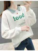 2021 spring and autumn new thin sweater womens baby collar wild long-sleeved top lazy wind wild ins top