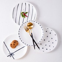 4 clothes Nordic style Creative Home Ceramic Breakfast Tray 8 Inch Round Cake Tray Western Style Pastry Snack Dish