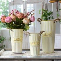 Flowers Bucket Flower Shop Watering Buckets Home Dried Flowers Flower Arrangements Iron Casks Home Residence Decorative Tin Vases Flower Pots Dried Flower Casks