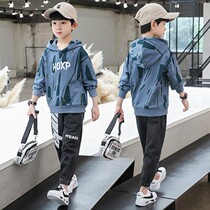 Hong Kong Male Baby Spring Autumn Suit 2022 New Zal Dyeing And Even Hat Sweatshirt Boy Short of Blouse Jeans