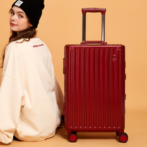 Red wedding suitcase female 2022 new trolley suitcase bride dowry suitcase high-value password leather suitcase