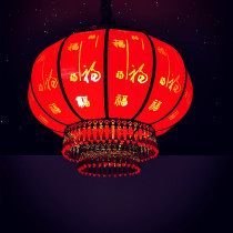 All copper lantern chandelier glowing outdoor Villa courtyard door housewarming hanging decorative waterproof glass Chinese style sun table lamp
