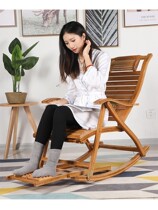 Reclining Chair Fold Adults Bamboo Rocking Chair Home Afternoon Nap Cool Chairs Seniors Leisure Carefree Chair Adults Backrest Chair