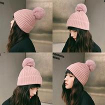 Hat women's autumn and winter wool ball wool cap ins knitted hat tide Joker Korean Japanese cute ear protection warm winter