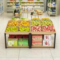 Supermarket fruit shelf display rack multifunctional fruit shelf vegetable shelf steel wood frame fruit shop