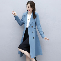 Trench coat women long slim 2021 Spring and Autumn new products Korean version temperament age age women fashion knee large size coat