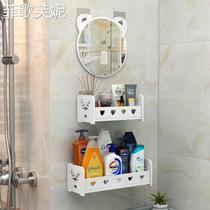 Bathroom mirror washstand toilet toilet toilet Easy hanging wall hanging with shelve small size makeup mirror free of punch