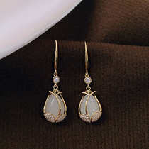 Tulip opal earrings 2021 new trend sterling silver earrings female summer niche high-grade sense earrings hypoallergenic