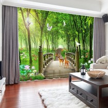 Custom] Landscape painting 3D curtain breathable shading window screen Living room floor curtain Bay window Balcony partition screen curtain decoration