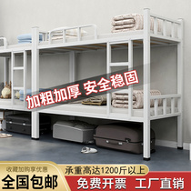 High and low bed steel frame University dormitory apartment bed Bunk bed Two-story upper and lower bed Iron bed Student stairs Small apartment type