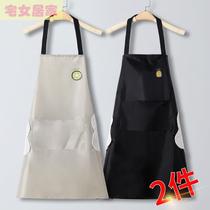 Waterproof apron home kitchen work clothes womens smock waterproof and oil-proof at home and abroad cooking and working with aprons