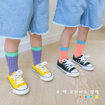 Children Socks Spring Autumn Pure Cotton South Korea GirlsS Middle Silo Socks Boy Small Panes Baby Collage Long Socks Spring