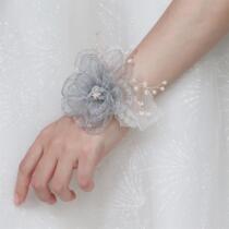 Beautiful romantic wedding hand flower big flower pearl wrist flower bridesmaid sister group wedding bracelet flower high-end boxed